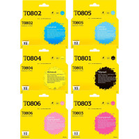 IC-ET0807 Комплект картриджей T2 для Epson T0807/T079A: черный, голубой, пурпурный, желтый, светло-голубой, светло-пурпурный