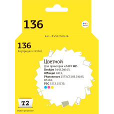 IC-H9361 Картридж T2 №136 для HP Deskjet 5443/D4163/Photosmart C3183/C4183/D5163/PSC1513, цветной