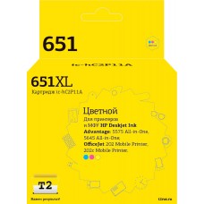 IC-HC2P11A Картридж T2 №651 для HP Deskjet Ink Advantage 5575/5645/OfficeJet 202/202c, цветной