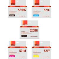 Комплект картриджей EasyPrint IC-CLI521_SET для Canon: PGI-520BK/CLI-521, пигментный черный, черный, голубой, пурпурный, желтый